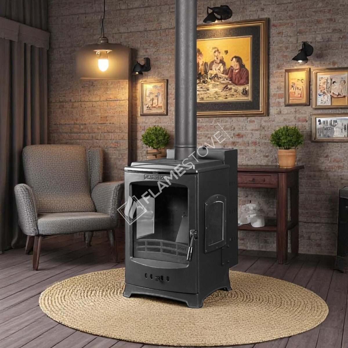 Lodi Lux Pelet Soba: Üç Camlı, Yüksek Verimli, A Sınıfı, 7 kW, Krom Hazneli