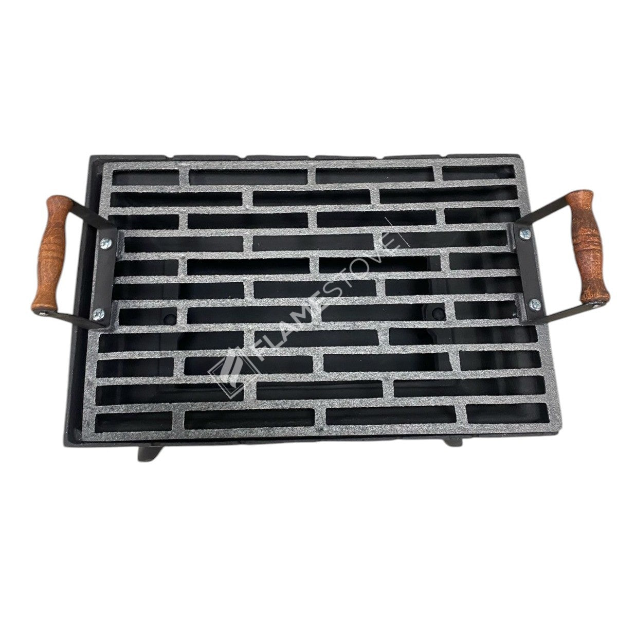 FRS-405 Fire Stove Taşınabilir Ahşap Saplı Kare Döküm Piknik Mangalı - Dayanıklı, Kolay Temizlenebilir