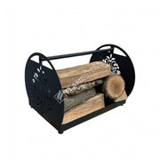 FRS-101B Fire Stove Şık Beşik Tasarım Metal Odunluk - Siyah Mat Şömine Odun Taşıyıcı