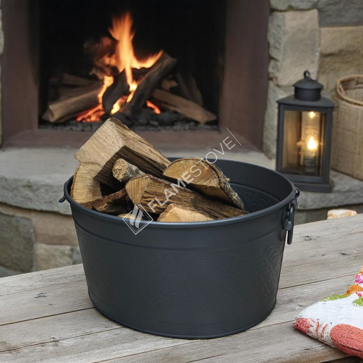FRS-1353-MAT Fire Stove Mat Siyah Metal Odun Kovası Şömine Aksesuarı