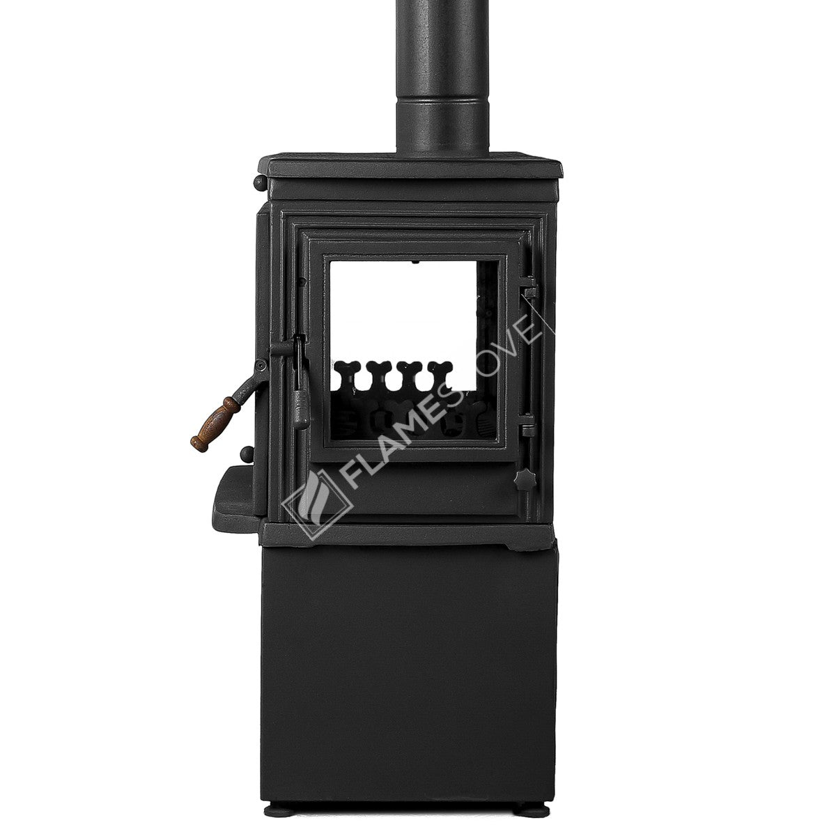 Retro Lux YK Stil Döküm Soba, Yan Kapaklı, Odunluklu, 3 Camlı, 10 kW