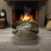 FRS-1343-DH-GOLD Fire Stove Çift Kulplu Gold Oval Odun Kovası