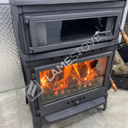 Fire Stove Retro Lux Yüksek Verimli Çift Yanmalı Odun Kömür Sobası Fırınlı Döküm