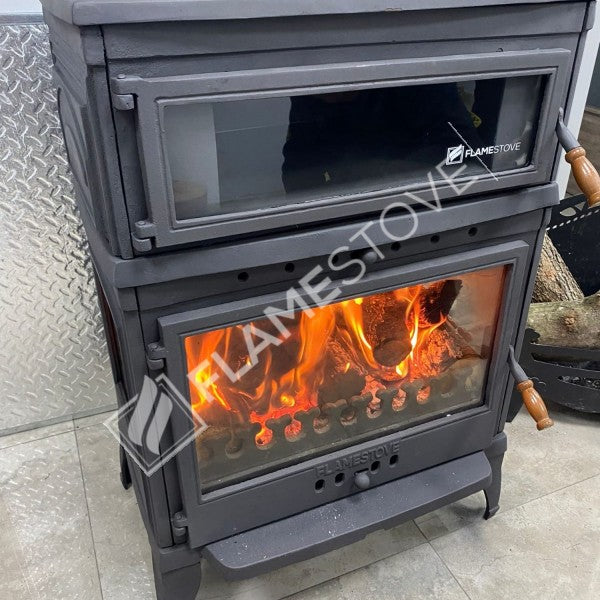 Fire Stove Retro Lux Yüksek Verimli Çift Yanmalı Odun Kömür Sobası Fırınlı Döküm