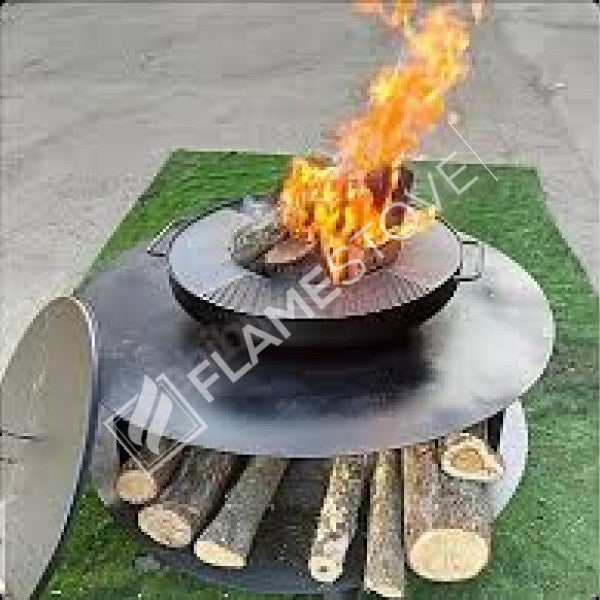 FRS-603 Fire Barbecue Dayanıklı Sac Ateş Çukuru, Geniş Odunluklu, Dış Mekan Şömine