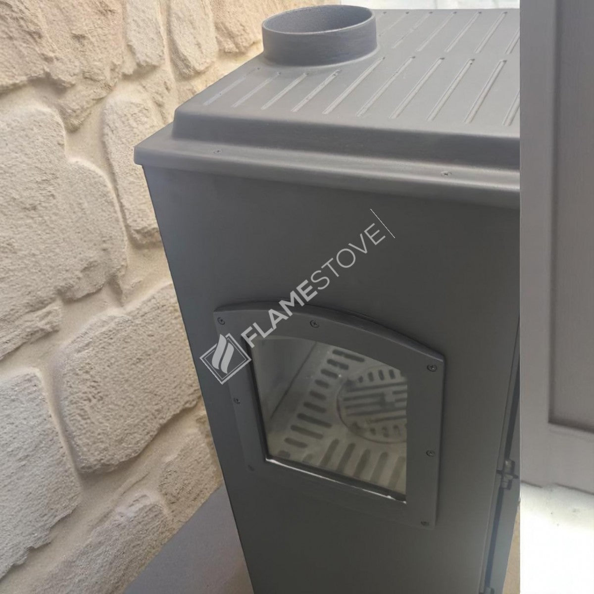 Fire Stove Lodi Yan Camlı Çift Yanmalı A Sınıfı Odunluklu Çelik Şömine Soba