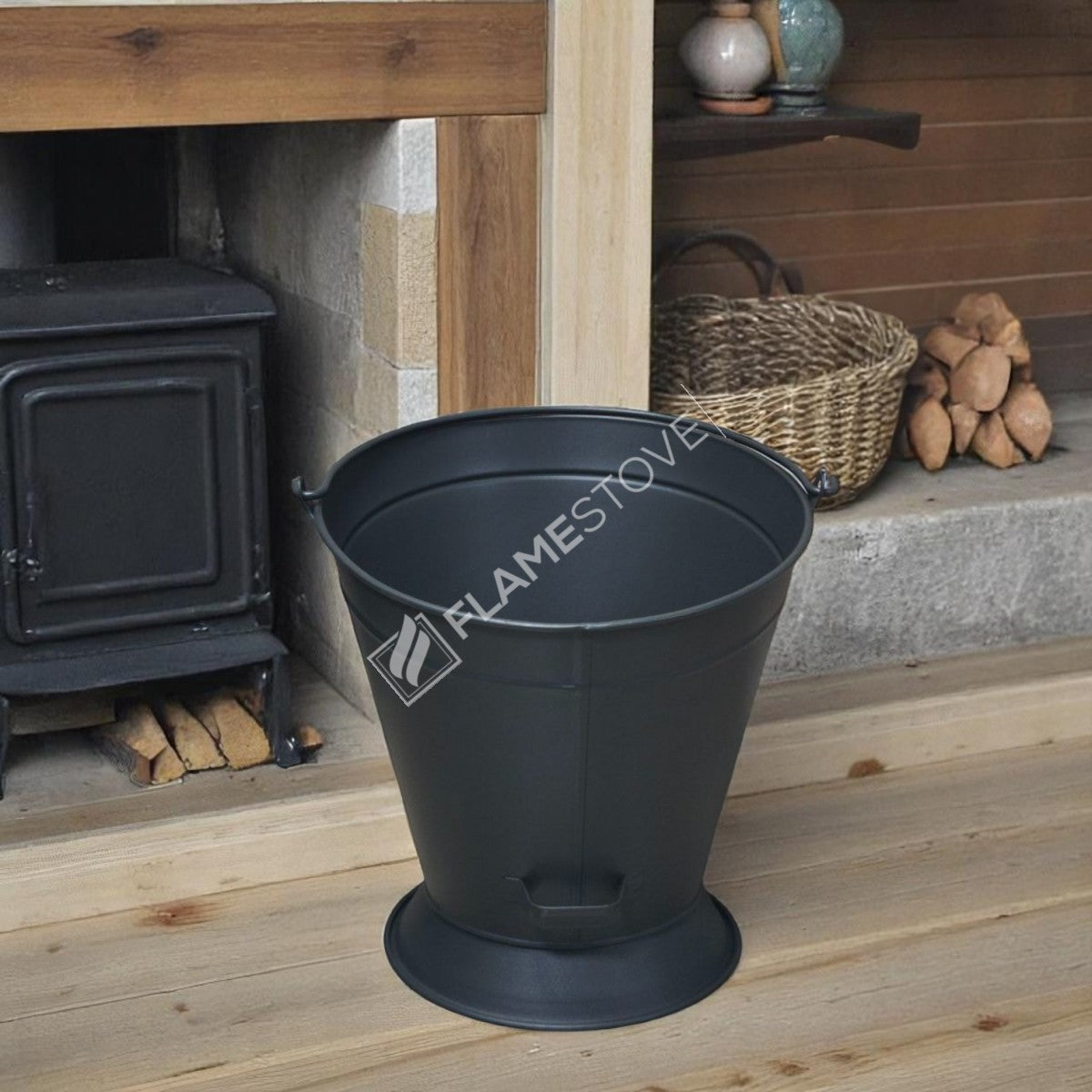 FRS-2330 Fire Stove Mat Siyah Taşınabilir Şömine Odunluk Kömürlük Kovası Ev Aksesuarı