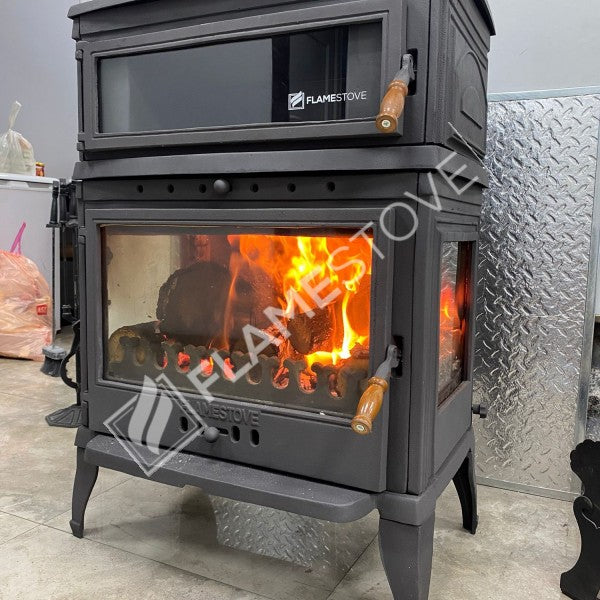 Fire Stove Retro Lux Yüksek Verimli Çift Yanmalı Odun Kömür Sobası Fırınlı Döküm