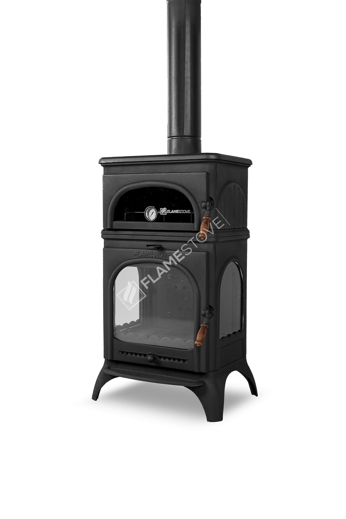 Modena Lux Oven Fırınlı Döküm Soba: Yüksek Verimli, 3 Camlı, Schott Robax
