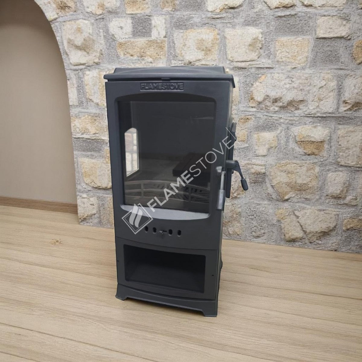 Fire Stove Lodi Yan Camlı Çift Yanmalı A Sınıfı Odunluklu Çelik Şömine Soba