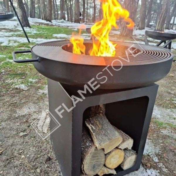 FRS-604 Fire Cook 60cm ST37 Çelik Derin Hazneli Dış Mekan Ateş Çukuru Barbekü