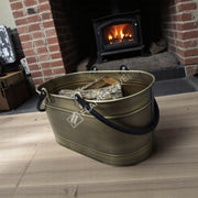 FRS-1343-DH-GOLD Fire Stove Çift Kulplu Gold Oval Odun Kovası