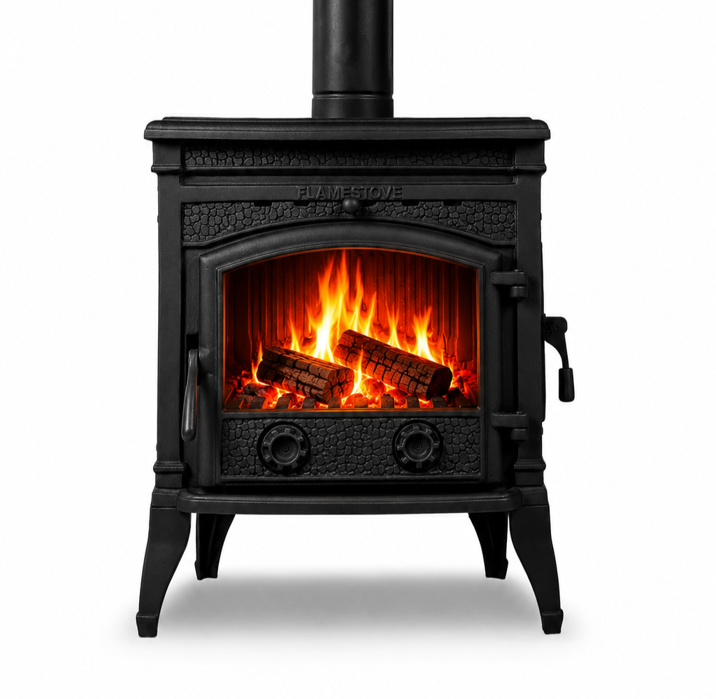 FRS-016YK Fire Stove Sirius Star Yan Kapaklı Döküm Soba: Yüksek Verimli, A Sınıfı Odun Kömür. FRS-16YK