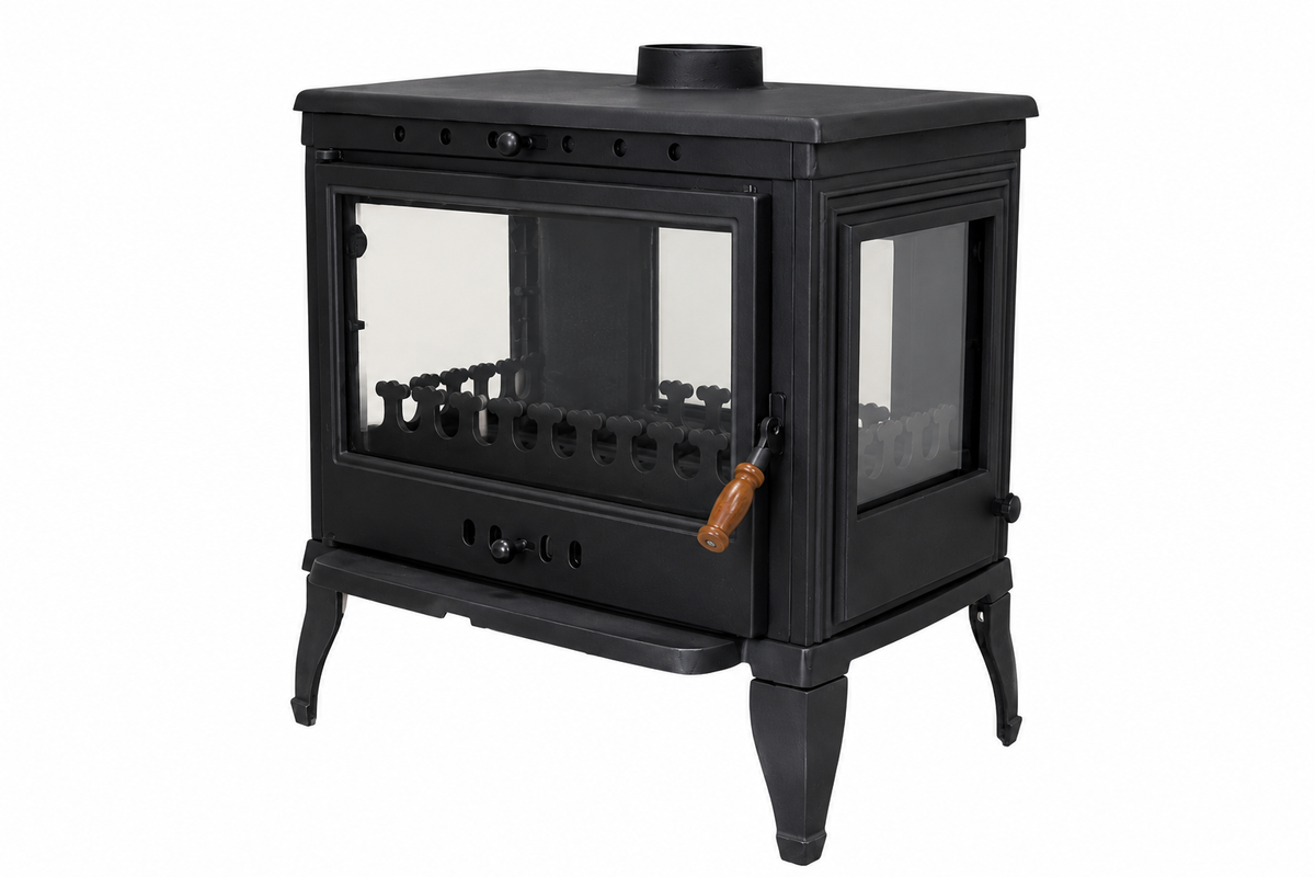 FRS-043 Fire Stove 3 Camlı Döküm Soba: Yüksek Verimli Odun Kömür Isıtıcı