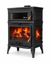 FRS-045 Fire Stove Retro Lux Yüksek Verimli Çift Yanmalı Odun Kömür Sobası Fırınlı Döküm.