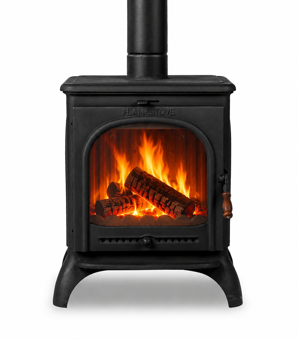 FRS-022 Fire Stove Modena Lux 3 Camlı Döküm Soba: Yüksek Verimli, Kül Boşaltmalı FRS-022