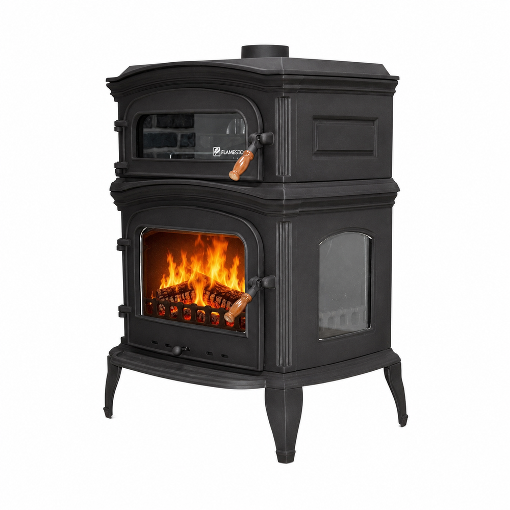 FRS-034 Fire Stove Döküm Soba Fırınlı, Çift Yanmalı, A Enerjili, Odun Kömür Sobası
