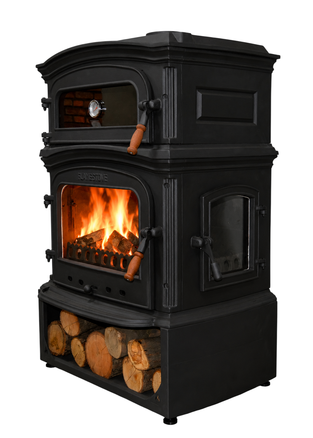 FRS-034YKST Fire Stove Fırınlı Döküm Soba, Çift Yanmalı, Odunluklu, 18 kW, A Sınıfı