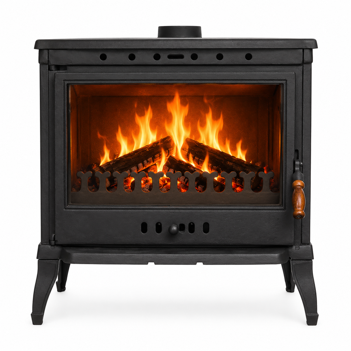 FRS-042 Fire Stove Retro Lux Yüksek Verimli Döküm Odun Kömür Sobası Çift Yanmalı