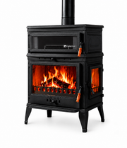 FRS-045YK Fire Stove Retro Lux Emaye Fırınlı Döküm Odun Kömür Sobası Yan Kapaklı Yüksek Verimli.