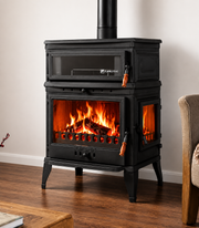 FRS-045YK Fire Stove Retro Lux Emaye Fırınlı Döküm Odun Kömür Sobası Yan Kapaklı Yüksek Verimli.