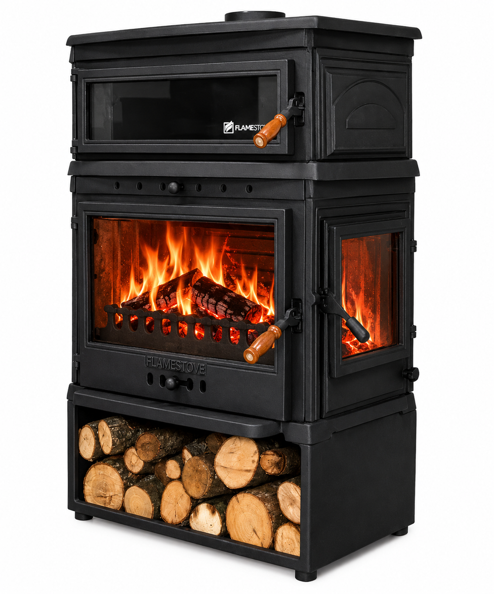FRS-045YKST Fire Stove Retro Lux Yüksek Verimli Döküm Soba: Fırınlı, Odun-Kömür yakıtlı soba