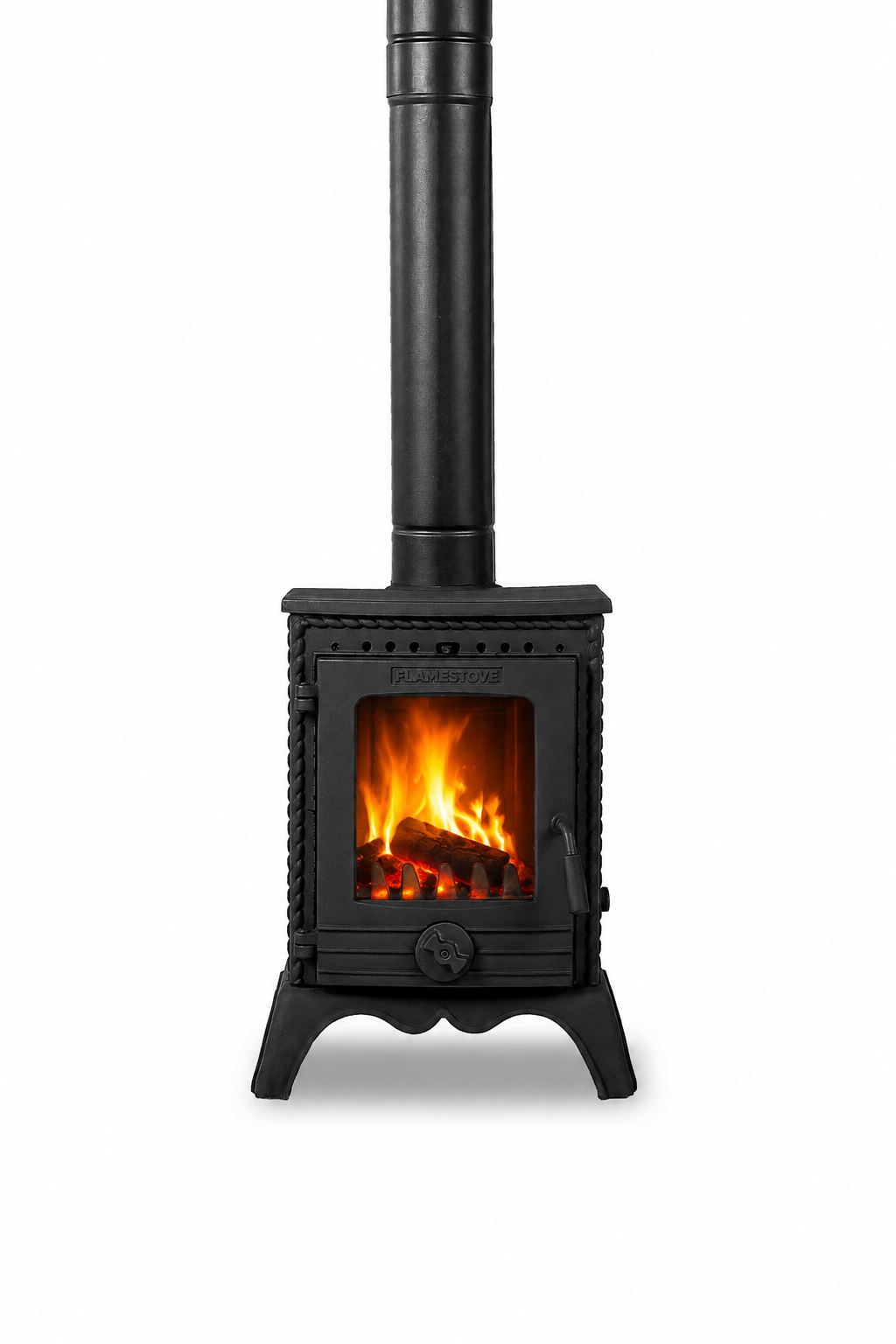 FRS-051 Fire Stove Minör Yüksek Verimli Pik Döküm Soba, Schott Robax Camlı, 50 m² Isıtma