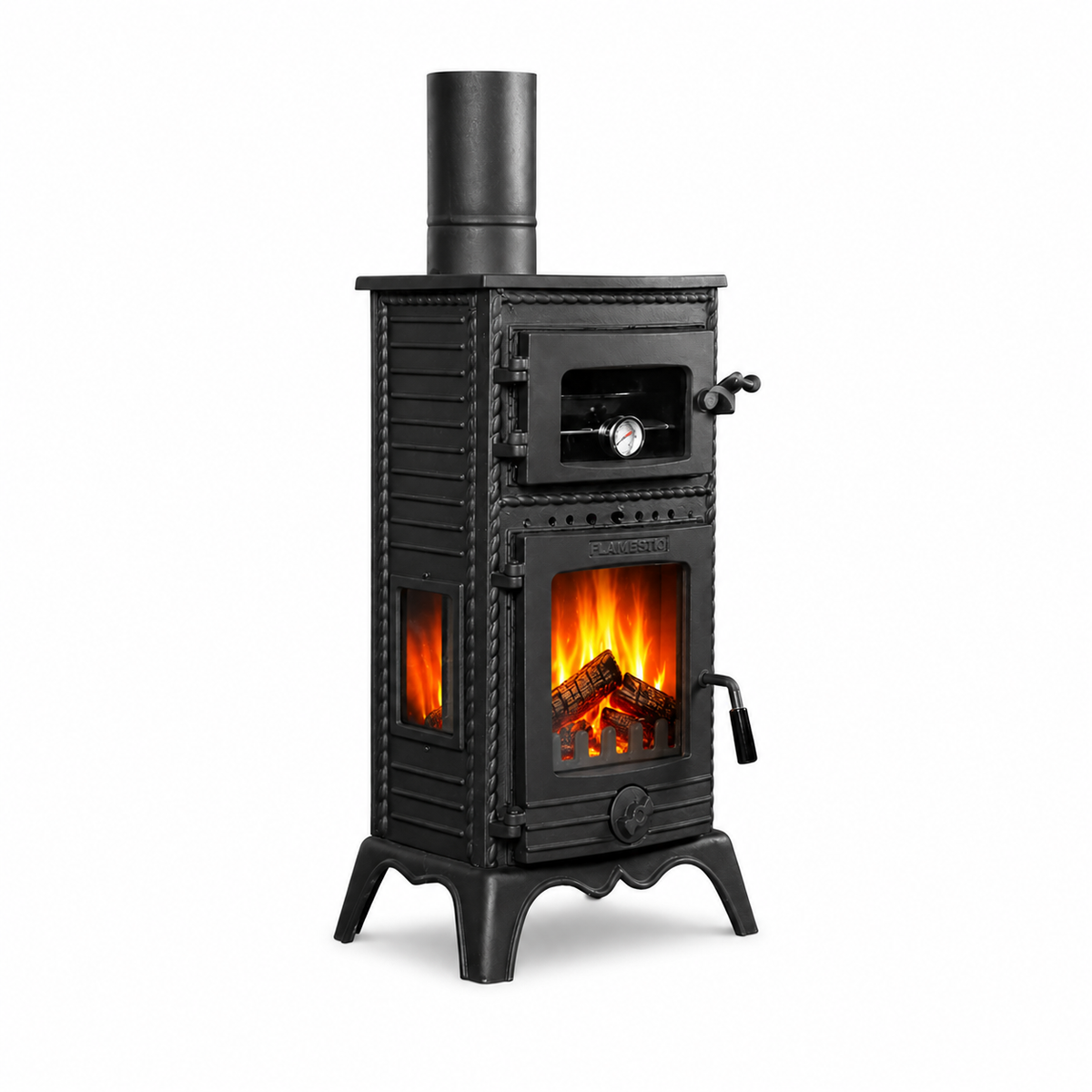 FRS-054 Fire Stove Major Lux 3 Camlı Pik Döküm Fırınlı Soba: Odun Kömür Isıtıcı