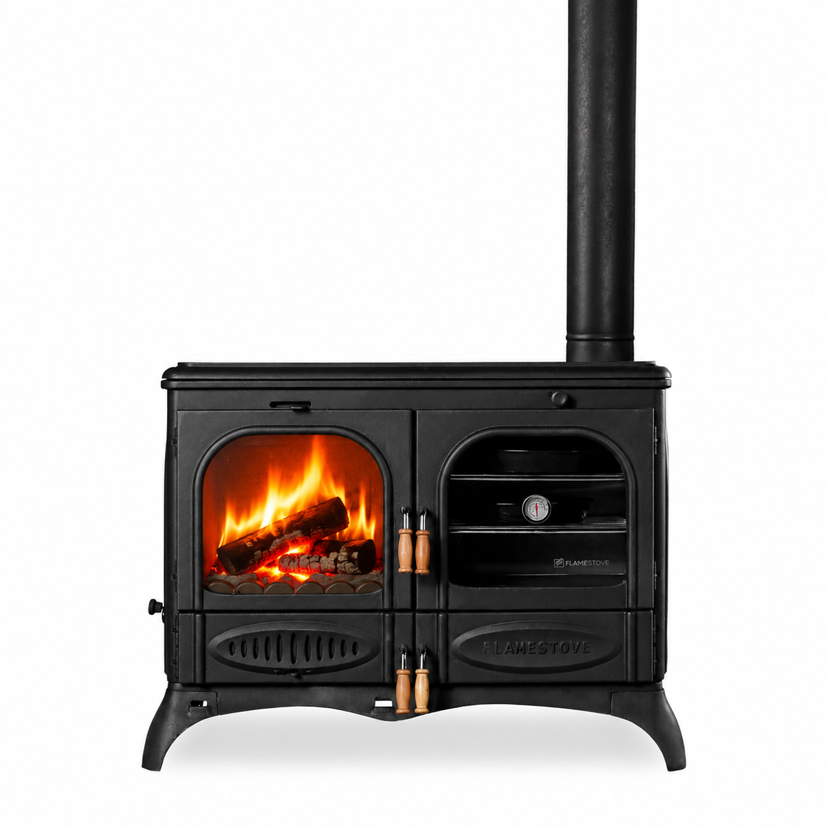 FRS-065 Fire Stove Palmiye Yatay 3 Katlı Döküm Kuzineli Soba: Çift Yanmalı
