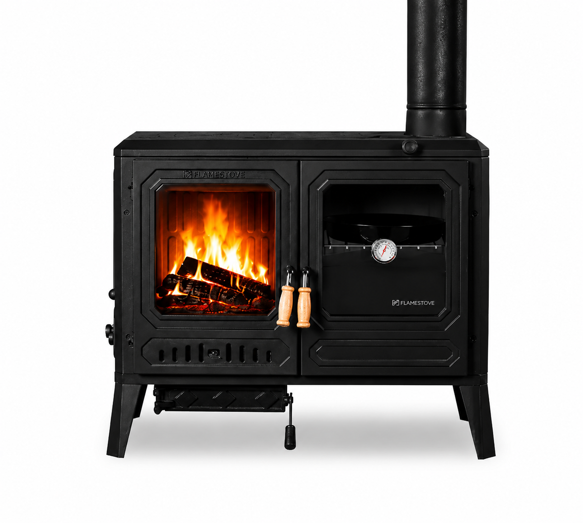 FRS-062 Fire Stove Troy Yatay Kuzineli Çift Fırınlı Döküm Soba | Yüksek Verimli Odun Kömür Sobası.