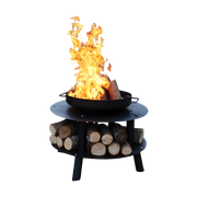 FRS-603 Fire Barbecue Dayanıklı Sac Ateş Çukuru, Geniş Odunluklu, Dış Mekan Şömine