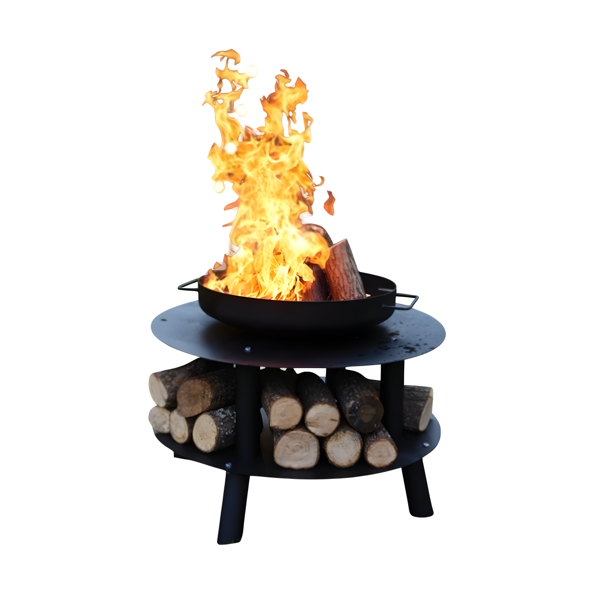 FRS-603 Fire Barbecue Dayanıklı Sac Ateş Çukuru, Geniş Odunluklu, Dış Mekan Şömine