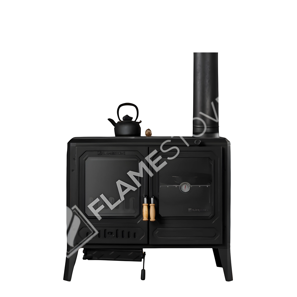 FRS-061 Fire Stove Troy Yatay Kuzineli Döküm Soba, Çift Fırnlı Yüksek Verimli Odun Kömür Sobası