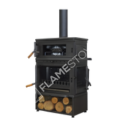 FRS-044YKST Fire Stove Retro Dik Fırınlı Odun Sobası, Yan Kapaklı, Çift Yanmalı, Schott Robax Camlı, 13 kW