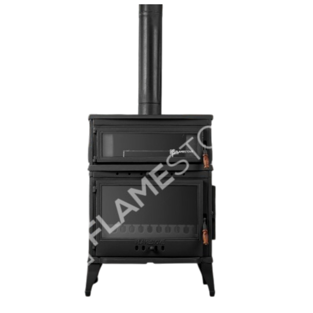 FRS-045YK Fire Stove Retro Lux Emaye Fırınlı Döküm Odun Kömür Sobası Yan Kapaklı Yüksek Verimli.