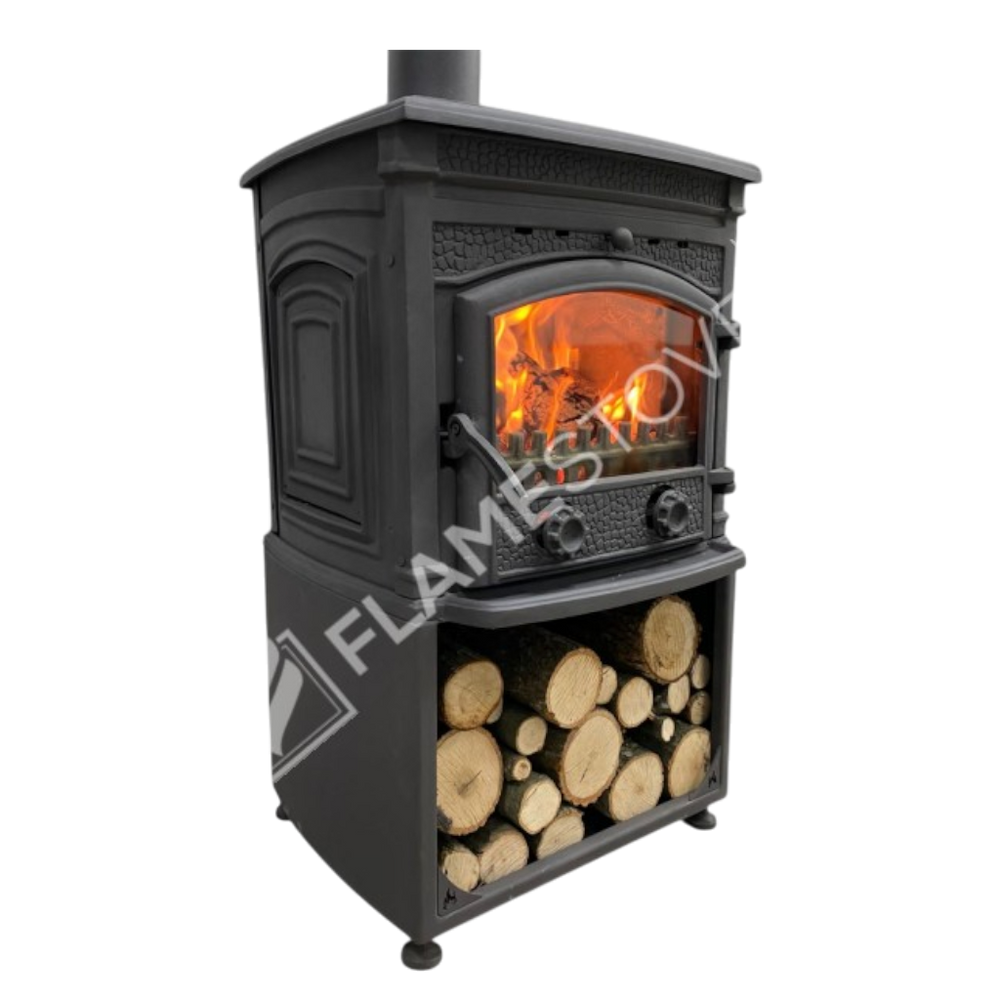 FRS-016ST Fire Stove Sirius Maxi Style Fırınlı Döküm Odun Sobası, Çift Yanma, Schott-Robax Cam FRS-016ST